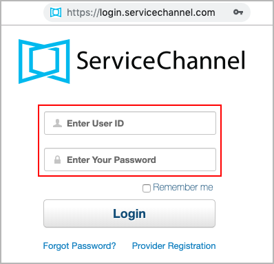 Login to ServiceChannel